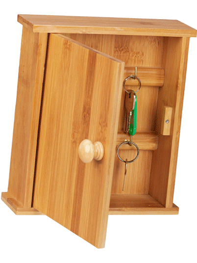 Boite armoire à clés murale 6 crochets - Bambou