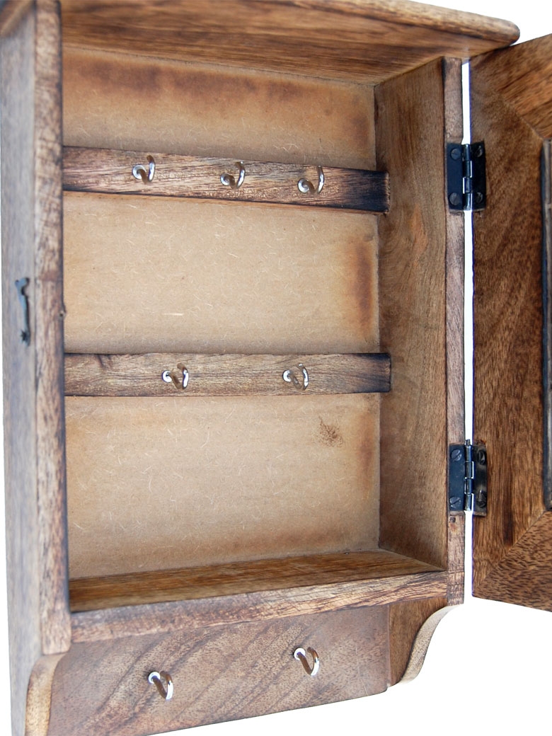 Boîte à clés en bois, armoire à clés murale rétro avec porte