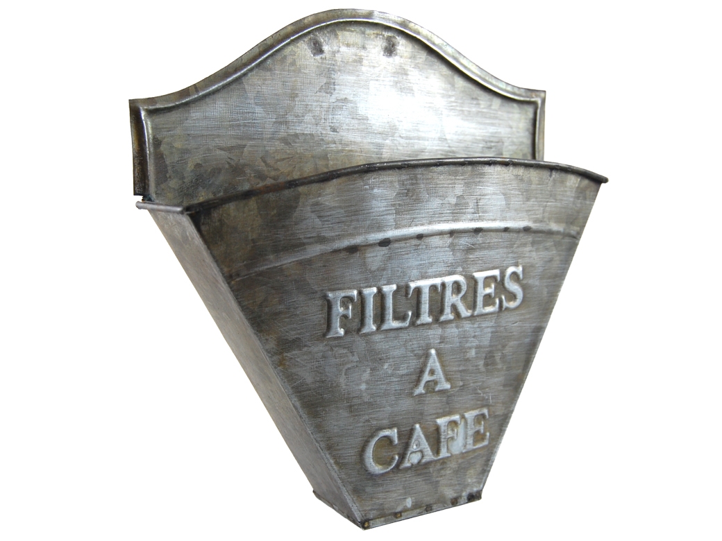 Porte filtres à café couleur zinc par Antic Line, idéal pour une déco  authentique et industrielle
